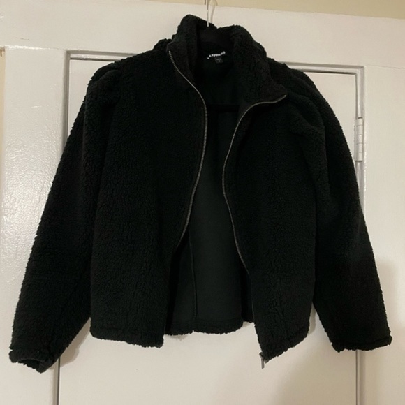 Express Black Cozy Full Zip Sherpa Sweatshirt Small - Picture 9 of 11